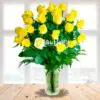 Vase with 24 Yellow Roses